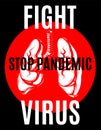 Fight virus. Stop pandemic. Vector hand drawn illustration of human lungs isolated.