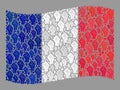 Fight Waving France Flag - Collage with Fist Icons