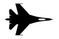 Fighter aircraft Flanker-B or SU-27 simple icon for web and app