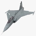 Fighter Aircraft Saab JAS 39 Gripen on white. 3D illustration Royalty Free Stock Photo