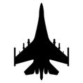 Fighter aircraft silhouette. Military equipment icon. Vector ill