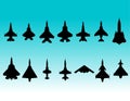 Fighter aircraft silhouettes