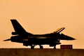 Fighter aircraft sunset