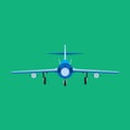 Fighter aircraft vector icon military plane front view. Supersonic assault jet war force transport. Cockpit cartoon bomber Royalty Free Stock Photo