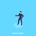 Fighter in a business suit and boxing gloves Royalty Free Stock Photo