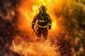 fireman rescue fighter firefighter equipment emergency uniform safety fire smoke. Generative AI.