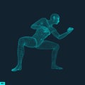 Fighter. 3D Model of Man. Human Body. Sport Symbol. Design Element.