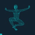 Fighter. 3D Model of Man. Human Body. Sport Symbol. Design Element.