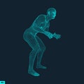 Fighter. 3D Model of Man. Human Body. Sport Symbol