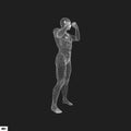 Fighter. 3D Model of Man. Human Body. Sport Symbol