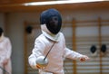 Fighter at fencing local tournament in Mallorca