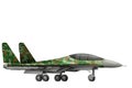 Fighter, interceptor with forest camouflage with fictional design - isolated object on white background. 3d illustration Royalty Free Stock Photo