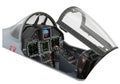 Fighter jet cockpit featuring an array of digital and analog instruments on the control panel. Large multi-function displays (MFDs Royalty Free Stock Photo