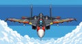 Advanced Fighter Jet in Retro 8-Bit Pixel Art Style Royalty Free Stock Photo