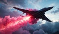 Fighter Jet with Fiery Afterburner Trail in Dynamic Sky Royalty Free Stock Photo