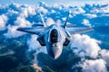 A fighter jet flying through the sky above the clouds Royalty Free Stock Photo