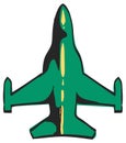 Fighter jet icon in color drawing