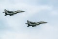 Fighter jets mig-29 on blue sky background Royalty Free Stock Photo