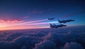 Fighter Jets Soaring Above Clouds at Twilight Royalty Free Stock Photo