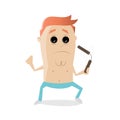 Fighter with nunchaku cartoon clipart