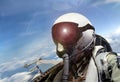 Fighter pilot cockpit view at sunrise