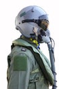 Fighter pilot helmet and suit isolate on white background Royalty Free Stock Photo