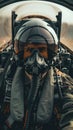Man Wearing Gas Mask Sitting in Plane Royalty Free Stock Photo
