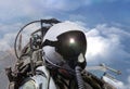 Fighter pilots cockpit view on routine flight Royalty Free Stock Photo