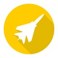 Fighter plane icon with long shadow