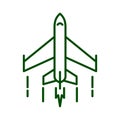 Fighter plane icon. Vector flat outline illustration of a small