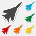 Fighter plane icons set Royalty Free Stock Photo