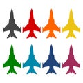 Fighter plane icons set Royalty Free Stock Photo