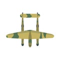 Fighter plane transport top view vector icon defense. Weapon combat attack military warplane illustration above