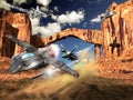 Fighter planes and UFO combat Royalty Free Stock Photo