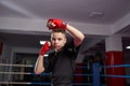 Fighter shadow boxing in the ring Royalty Free Stock Photo