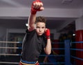 Fighter shadow boxing in the ring Royalty Free Stock Photo