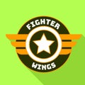 Fighter wings logo, flat style Royalty Free Stock Photo