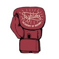 Fighters academy of boxing. Hand drawn boxing gloves isolated o