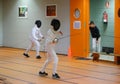 Fighters at fencing local tournament in Mallorca