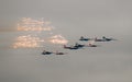 Fighters saluting in the skies Royalty Free Stock Photo