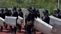 Fighters of the special police units armed with special facilities