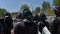 Fighters of the special police units armed with special facilities