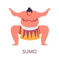 Fighting art sumo Japanese combat isolated male character