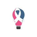Pink ribbon and bulb vector logo design. Royalty Free Stock Photo