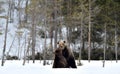 Fighting Brown bears in the snow.