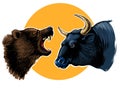 Fighting bull and bear