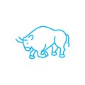 Fighting bull linear icon concept. Fighting bull line vector sign, symbol, illustration.