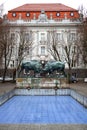 Fighting bulls - a sculpture of two large figures of bison works by the German sculptor August Gaula