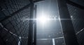Fighting Cage Interior Under Bright Arena Lights Royalty Free Stock Photo