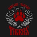 Fighting club emblem - tiger footprint and wings Royalty Free Stock Photo